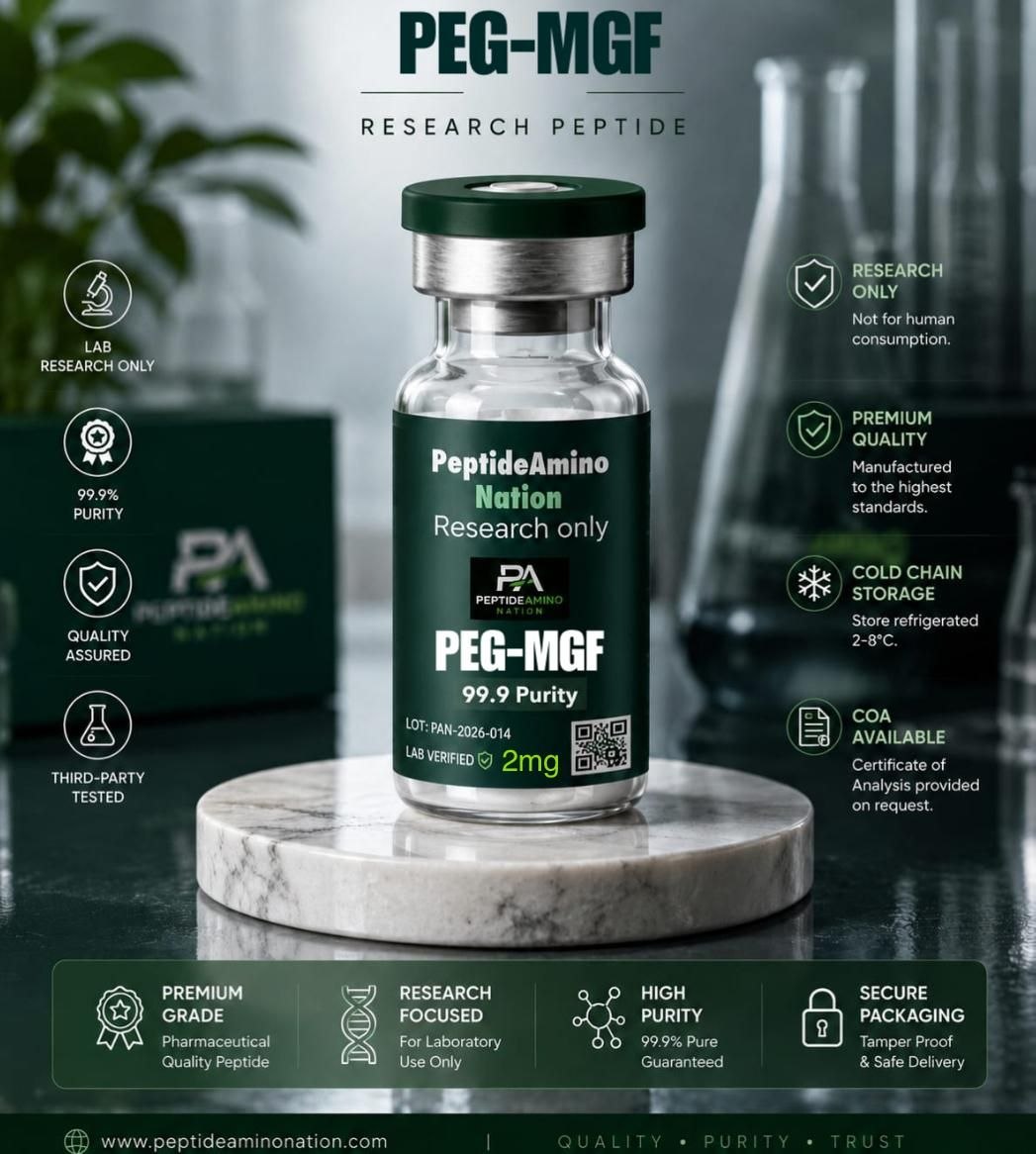 PEG-MGF Peptide PEG-MGF Peptide research-grade lyophilized peptide for IGF-1 signaling research, growth factor studies, peptide stability analysis, and laboratory applications